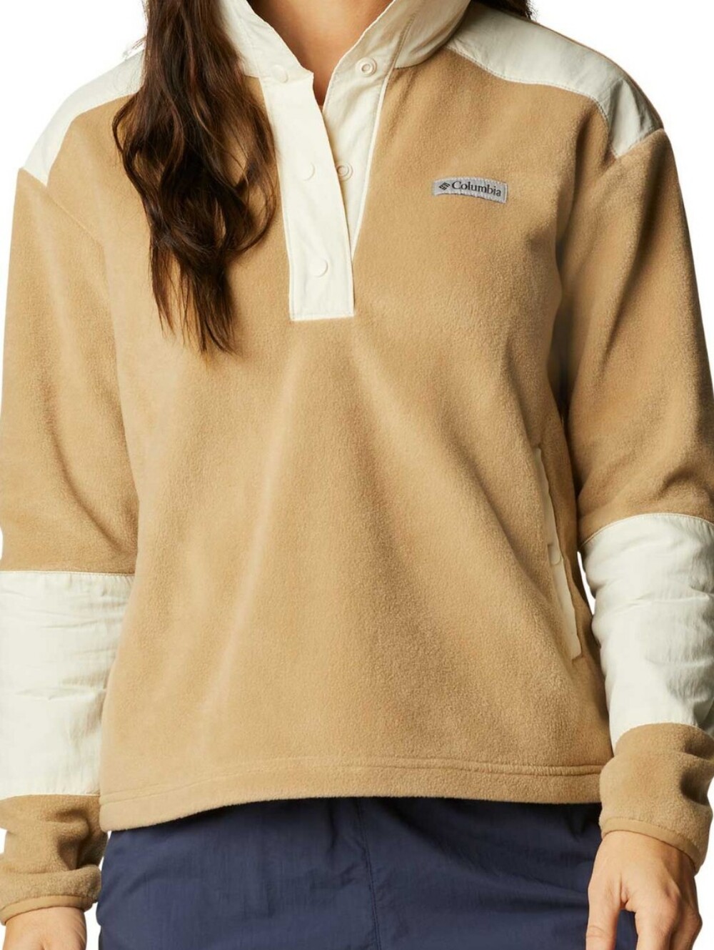 Columbia Women's Tan Fleece Snap-Placket Sweatshirt
